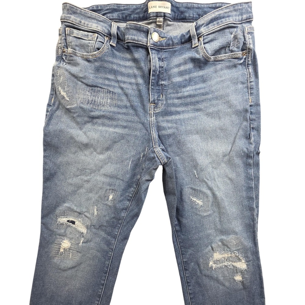 Lane Bryant Jeans Womens 24 Light Blue Signature Fit Mid Rise Skinny Distressed